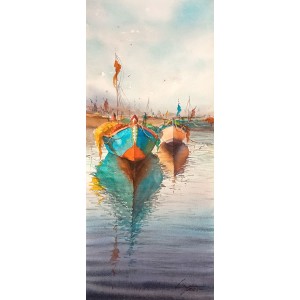Shaima Umer, 10 x 22 Inches, Watercolor on Paper, Seascape Painting, AC-SHA-084 Shaima Umer, 10 x 22 Inches, Watercolor on Paper, Seascape Painting, AC-SHA-084